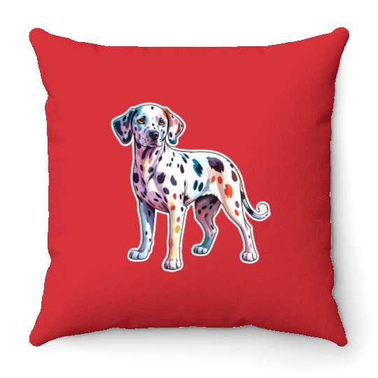 Dalmatian Dog Watercolor Throw Pillows