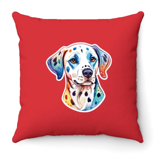 Dalmatian Dog Watercolor Throw Pillows