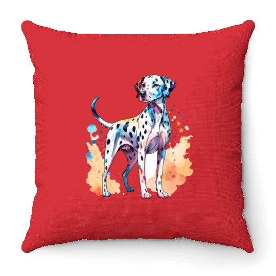 Dalmatian Dog Watercolor Throw Pillows