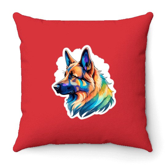 German Shepherd Watercolor Throw Pillows