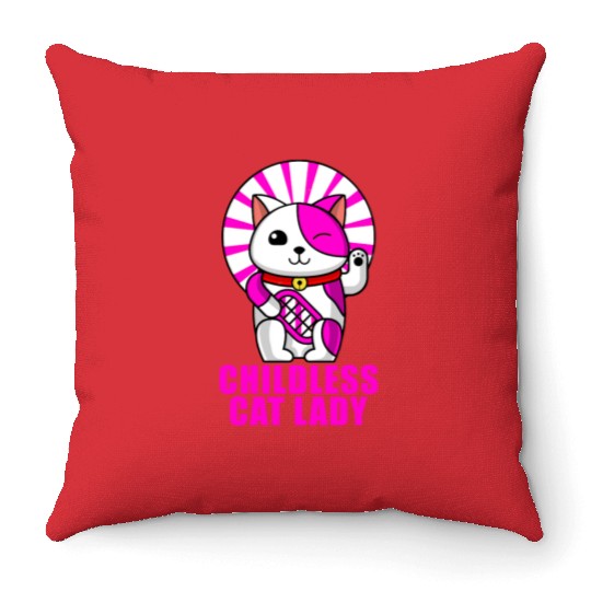Childless Cat Lady Throw Pillows