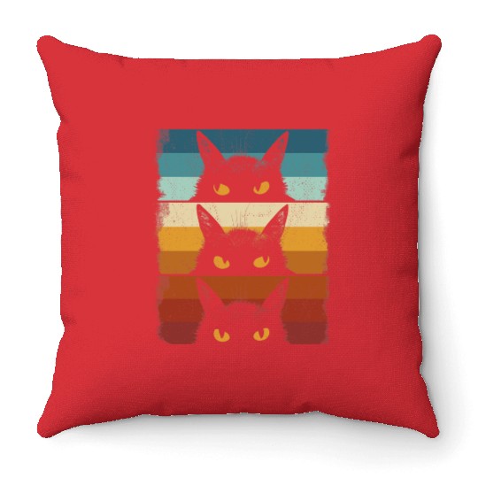 Cat Lover Grumpy Black Kitten Cat Mom Cat Dad Throw Pillows