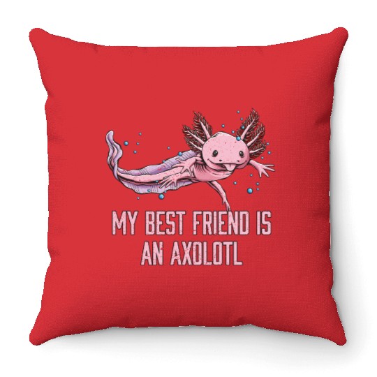 My Friend Is Axolotl Salamander Animal Lover Axolo Throw Pillows