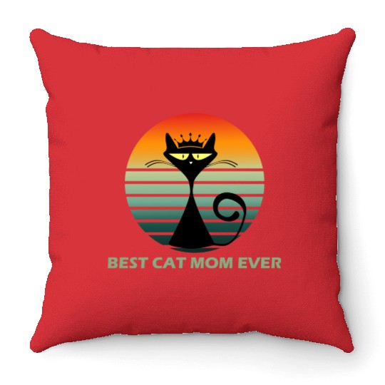 Best cat mom ever Pets cute Funny lovely cat Throw Pillows