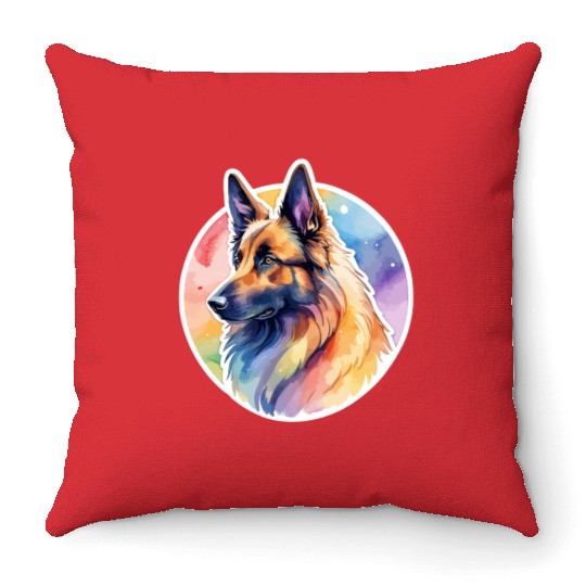 Belgian Shepherd Watercolor Throw Pillows