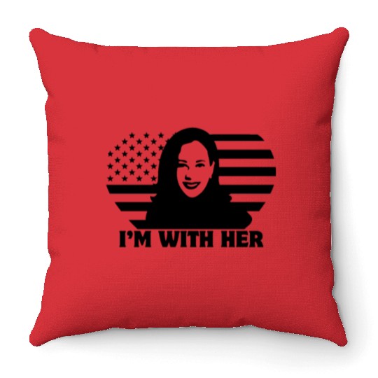 I m With Her 2024 President Kamala Harris Throw Pillows