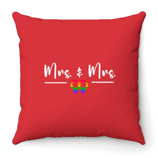 Gay Lesbian LGBT Wedding for Mr and Mrs Honeymoon Throw Pillows