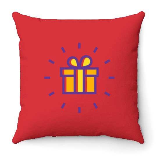 AA line icon of a gift box typically features a si Throw Pillows