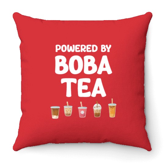 Powered By Boba Tea Bubble Japan K-pop Korean Throw Pillows
