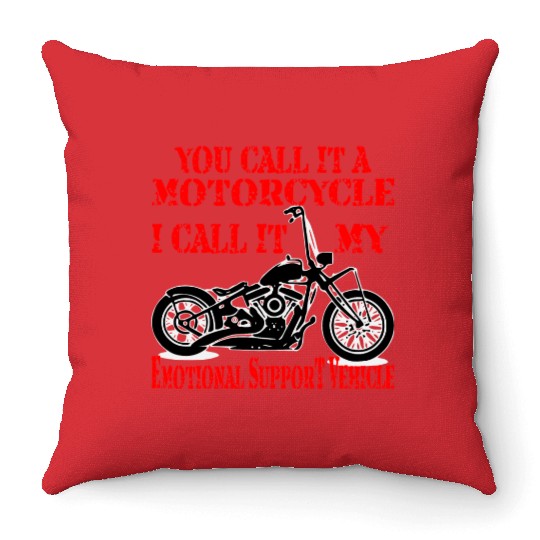 Emotional Support Motorcycle LIKE US ON FACEBOOK Throw Pillows