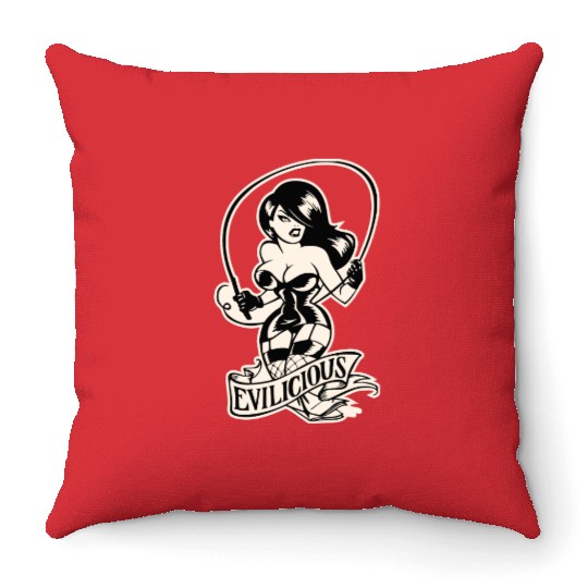 Evil Mistress Dominatrix LIKE US ON FACEBOOK # Throw Pillows