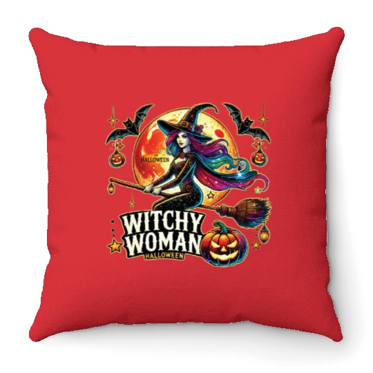 Couple Halloween Husband Witchy Woman Halloween Throw Pillows