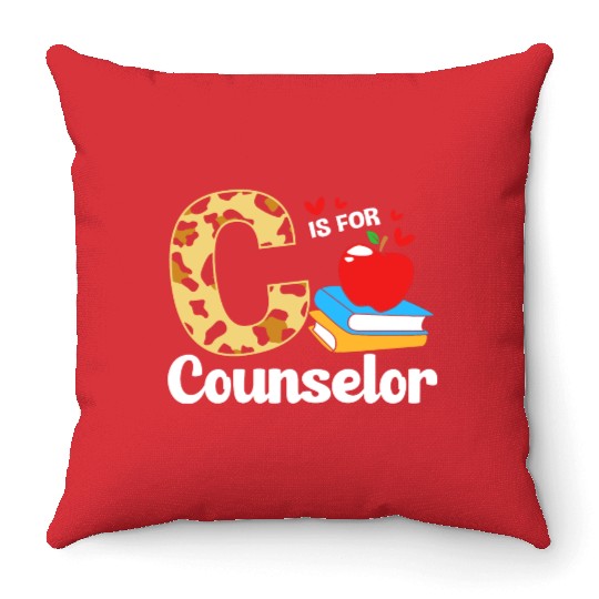 Leopard Print Back To School For School Counselor Throw Pillows