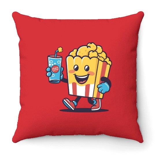 Popcorn and Soda: Moments of Joy Throw Pillows