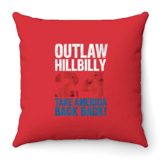 Trump Vance 2024 Outlaw Hillbilly US Flag Vintage Throw Pillows