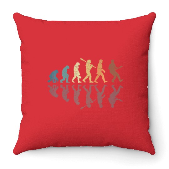Human Evolution Guitar Band Retro Vintage Throw Pillows