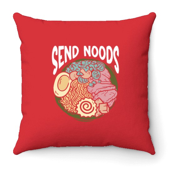 Send Noods Funny Japanese Ramen Noodle Throw Pillows