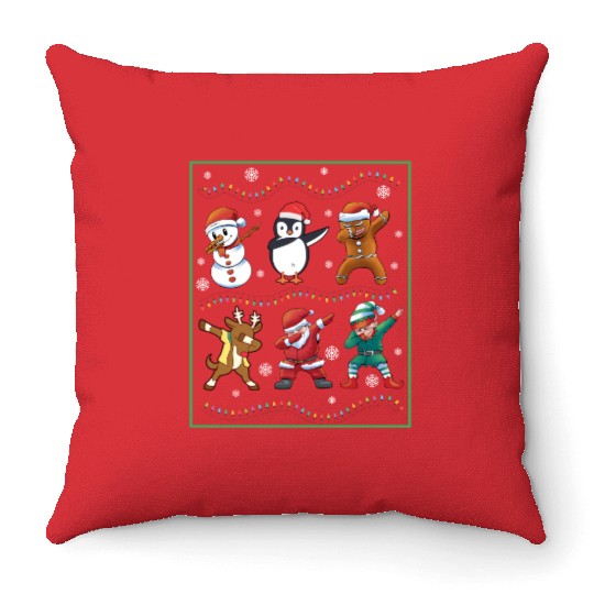 Dabbing Santa Elf Friends Christmas Boys Girls Men Throw Pillows