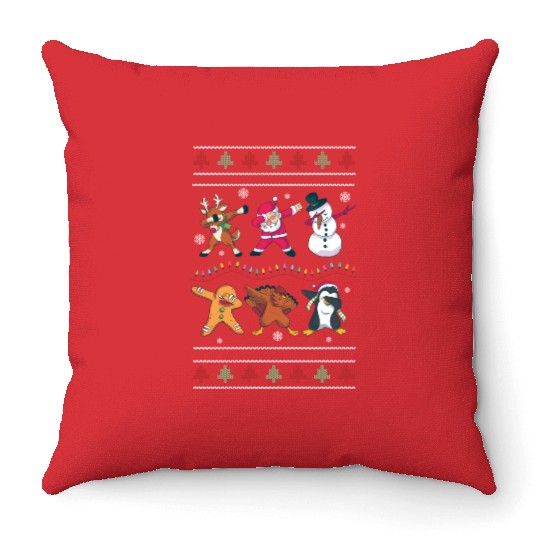 Dabbing Santa Elf Friends Christmas Dancing Xmas Throw Pillows
