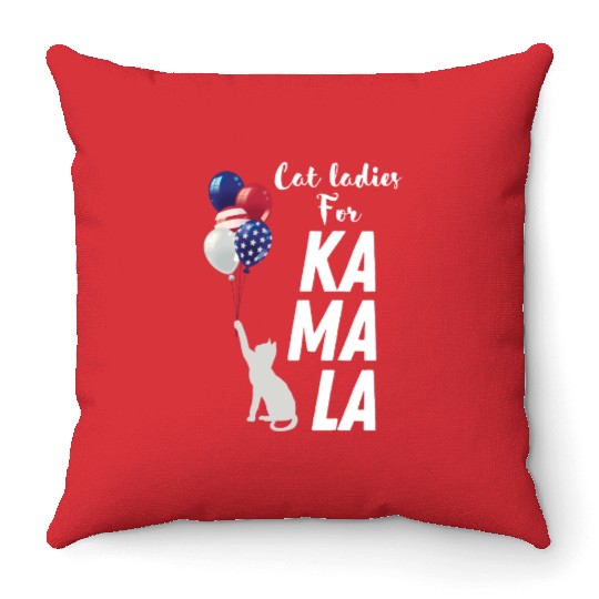 Cat ladies voting for Kamala Throw Pillows