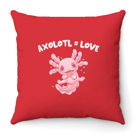 Axolotl Love Salamander Animal Lover Amphibians Pe Throw Pillows