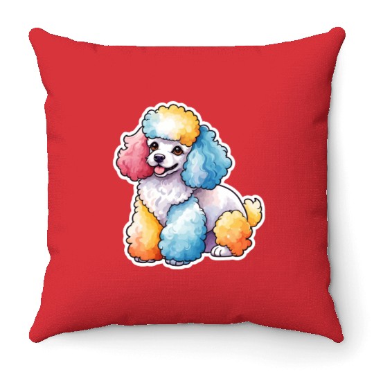 Poodle Watercolor Throw Pillows