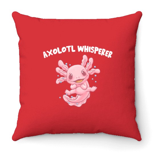 Axolotl Whisperer Salamander Animal Lover Amphibia Throw Pillows