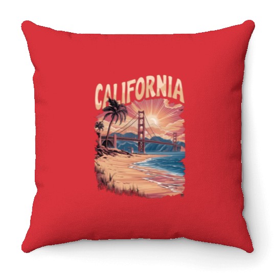 CALIFORNIA GOLDEN GATE BRIDGE BAY AREA Throw Pillows
