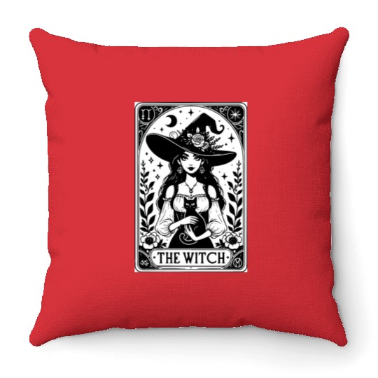 The Witch Tarot Card Throw Pillows