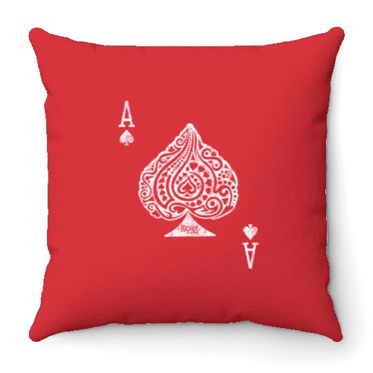 Ace of Spades Texas Hold'em Poker Playing Card Throw Pillows