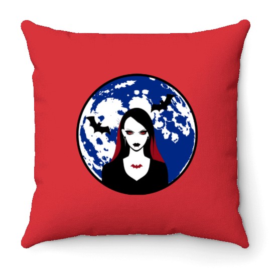 Scary Vampire Lady Halloween Throw Pillows girls women