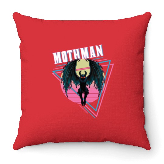 Mothman Retro Vintage Monster Creepy Cryptid Throw Pillows
