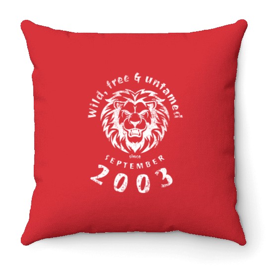 21st birthday Wild, free & untamed since 09/2003 Throw Pillows