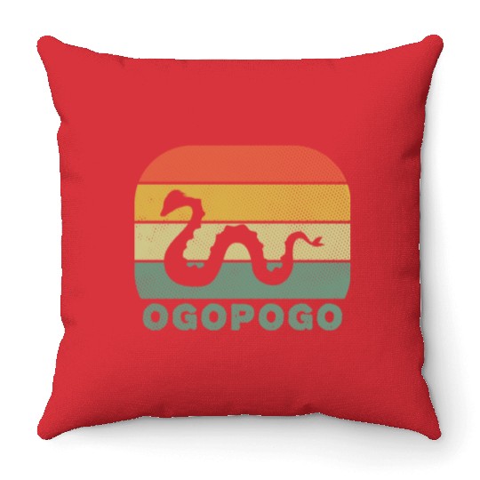 Ogopogo Retro Lake Monster Cryptid Throw Pillows