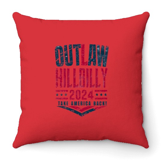 Vintage Elections Outlaw Hillbilly US Flag Throw Pillows
