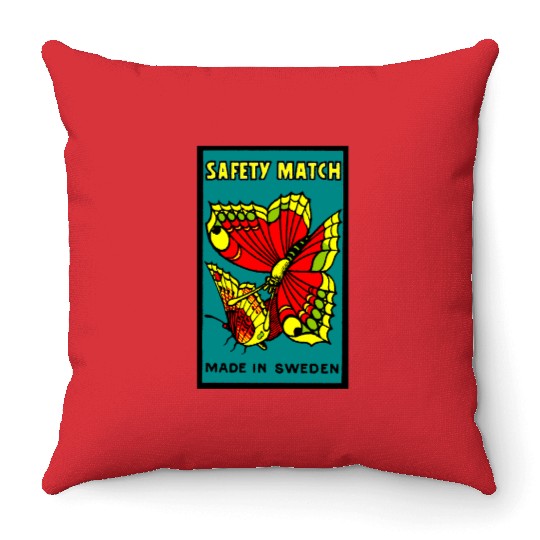 Swedish Safety Matches Butterflies Throw Pillows