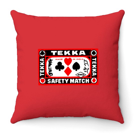 Indian Safety Matches Matchbox Art Suits of Poker Throw Pillows