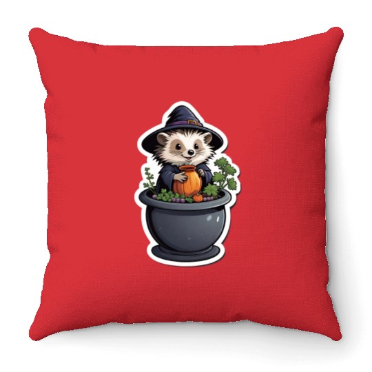 Witchy Hedgehog Throw Pillows