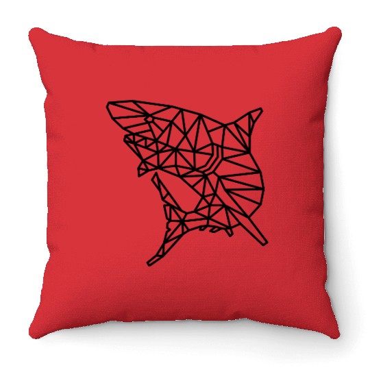 Jaws of Style: Geometric Shark Fashion Throw Pillows