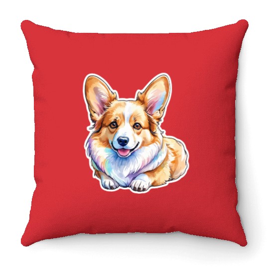 Pembroke Welsh Corgi Watercolor Throw Pillows