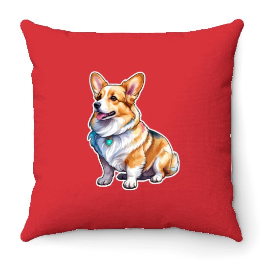 Pembroke Welsh Corgi Watercolor Throw Pillows