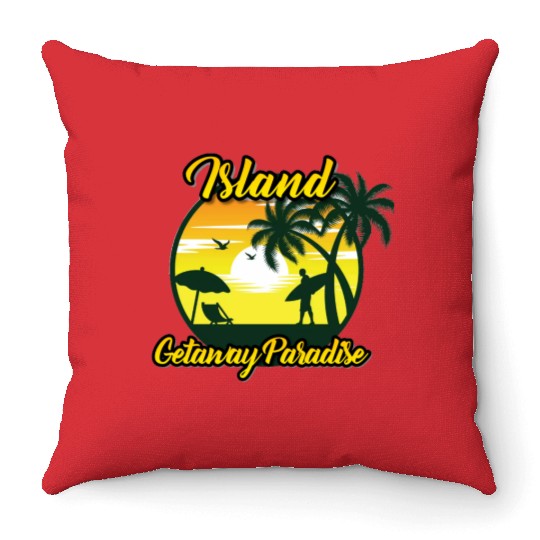Island Getaway Paradise Throw Pillows