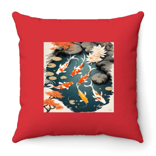 Koi Pond 2 Throw Pillows