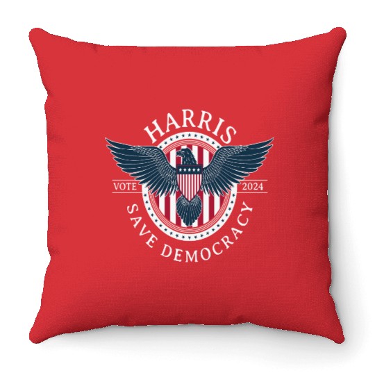 Kamala Harris Save Democracy Vote 2024 Throw Pillows