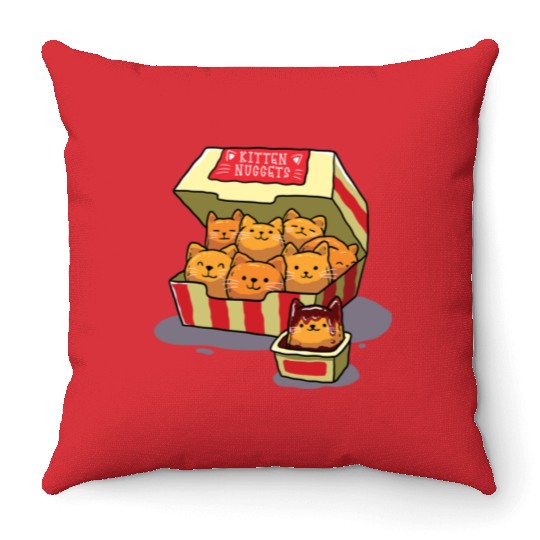 Kitten Nuggets Food Cat Lover Throw Pillows