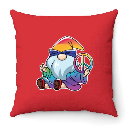 Peace Gnome Gnomes Dwarves Lgbtq Throw Pillows