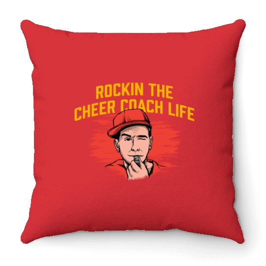 Rockin the Cheer Coach Funny Cheerleading Humor Throw Pillows