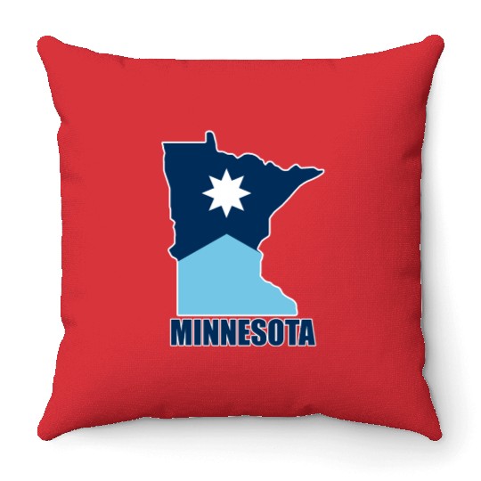 The new Flag of Minnesota State and map Throw Pillows