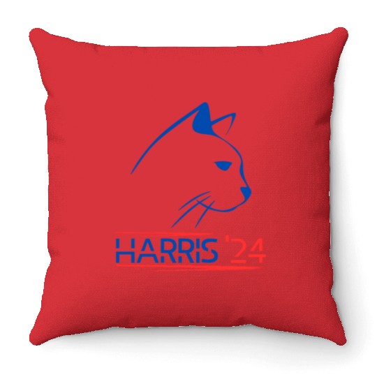 Funny Childless Cat Lady For Quote 2024 kamala Throw Pillows