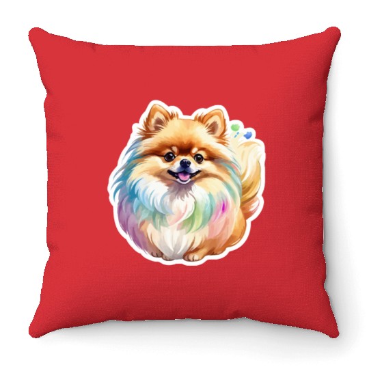 Pomeranian Watercolor Throw Pillows